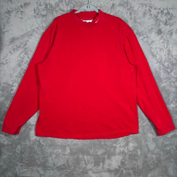 Vintage Nike Red Mock Neck Long Sleeve Shirt Men’s L - Picture 1 of 6
